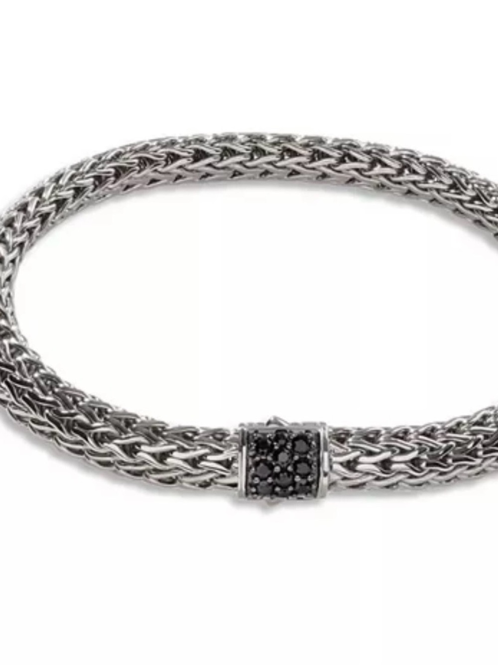 John Hardy Sterling Silver Classic Chain Bracelet with Black sapphire Pavé Clasp